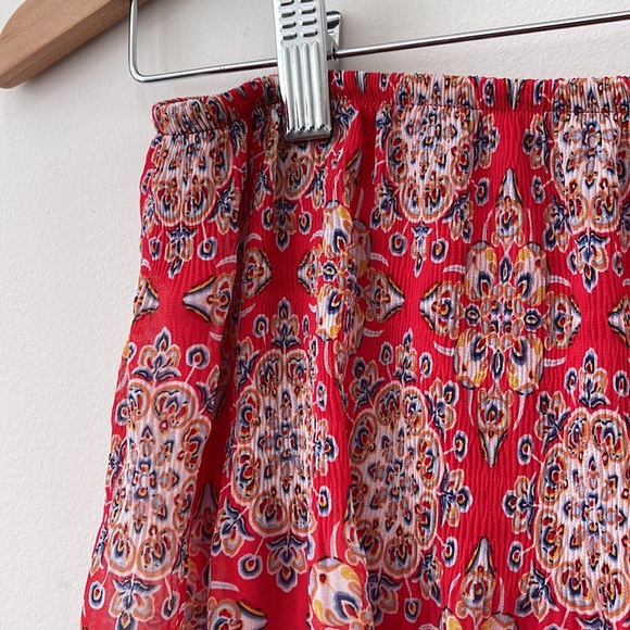 Max Studio skirt Womens medium Red Paisley Lined Flowy - Picture 2 of 8